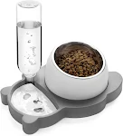 Elevated Dog Cat Bowls Tilted Stainless Steel Set with Automatic Water Dispenser. Raised feeding and hydration for your — photo 3