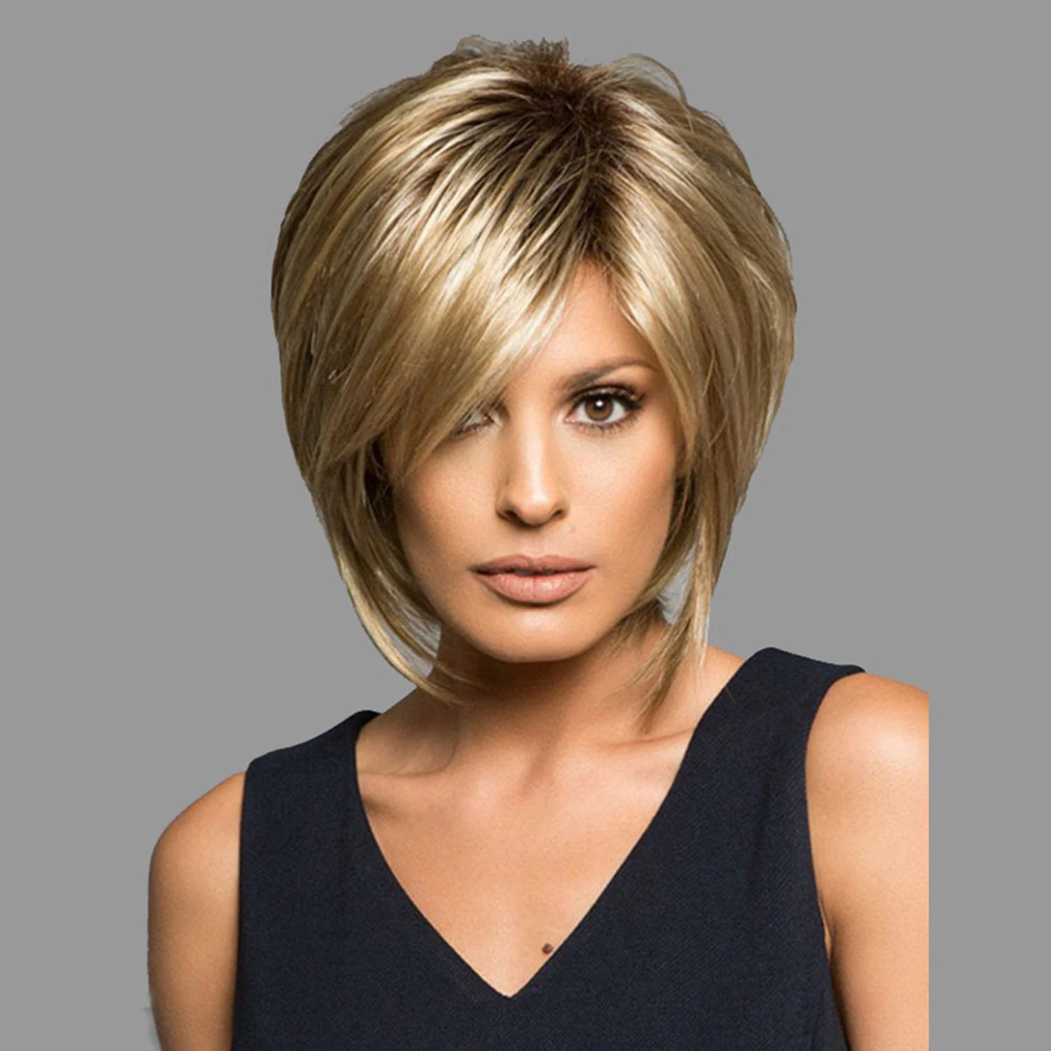 Peruca feminina de cabelo curto micro volume, fibra realista de alta temperatura, ideal para um visual moderno e prático. — foto 6