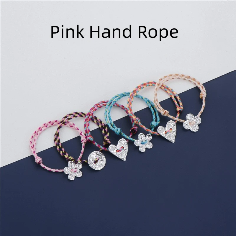Pulseira de mão de amor com textura de rosto de prata esterlina e corda. Expresse seu afeto com este presente único e especial para quem você ama. — foto 6
