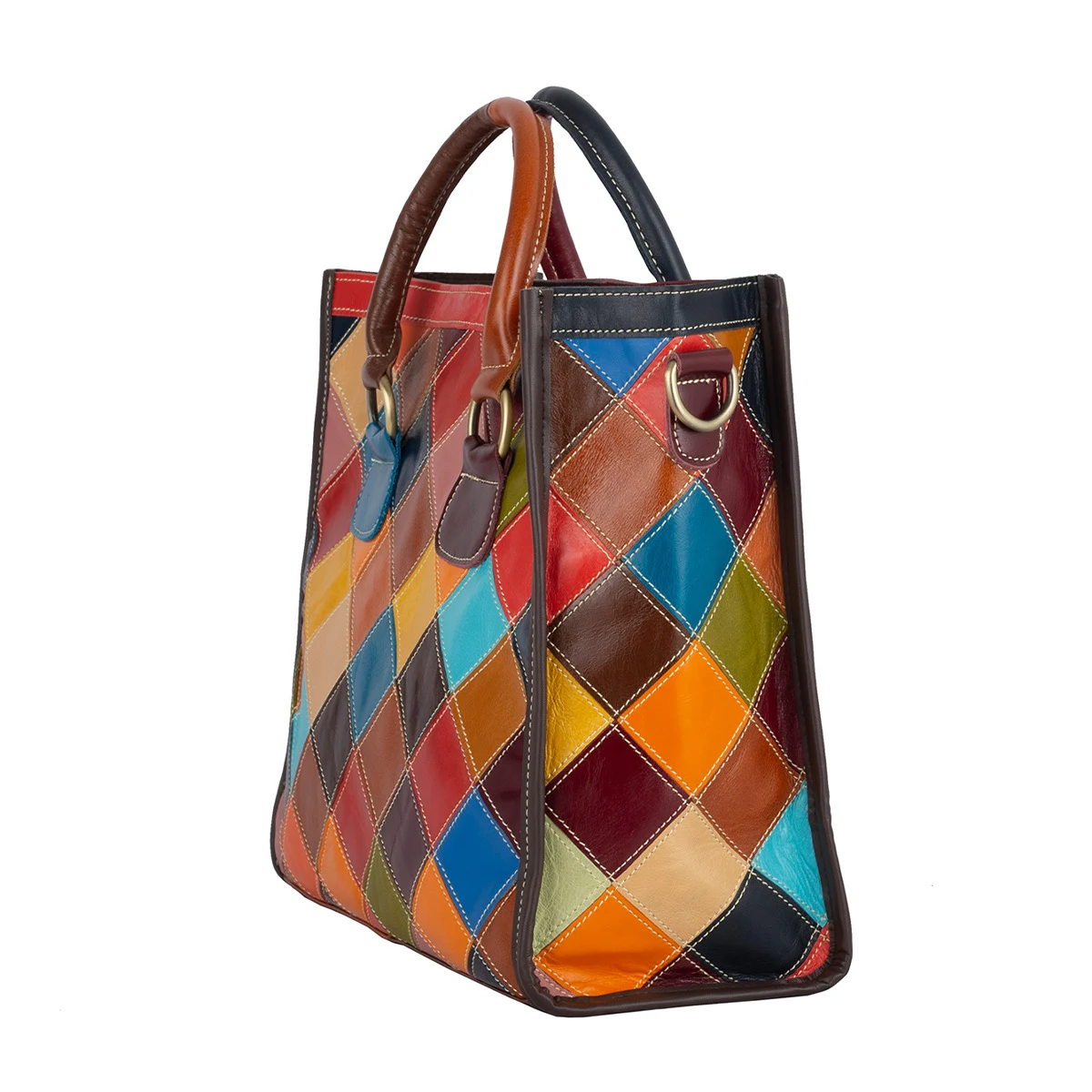 Title 2, Bolsa transversal com bloco de cores, grade e c...
