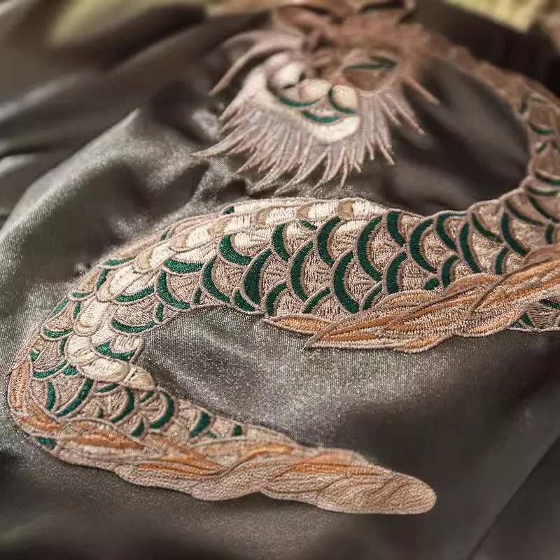 Jaqueta masculina acolchoada de algodão com bordado Dragão das Quatro Bestas Sagradas, conforto e estilo. — foto 5