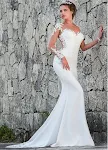 Simple wedding dress with a thin tail, perfect for brides seeking effortless elegance on their special day. A beautiful, — photo 3