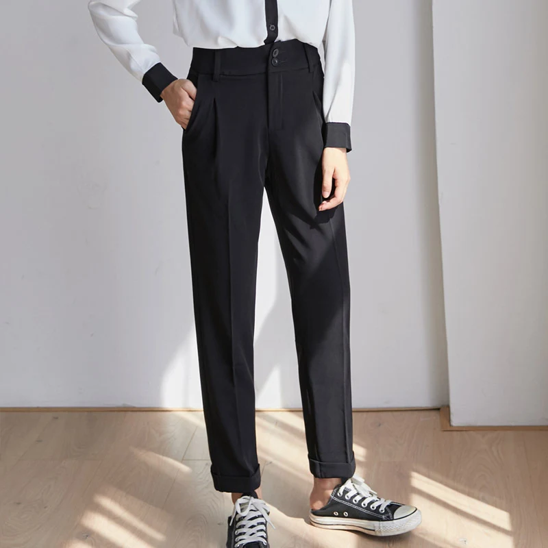 Women's Straight Loose Nine-point Drape Cigarette Trousers offer a relaxed fit, elegant drape and stylish silhouette for — photo 3