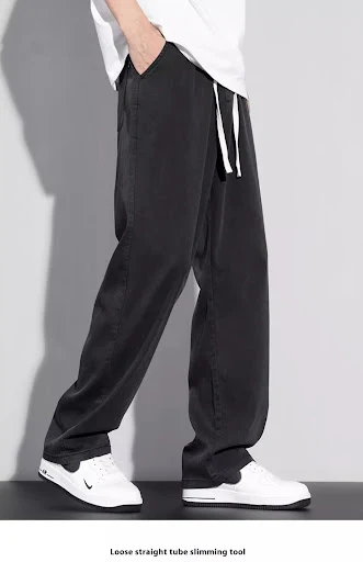 Title 4, Pantalon dété en soie glacée, fin et ample, co...