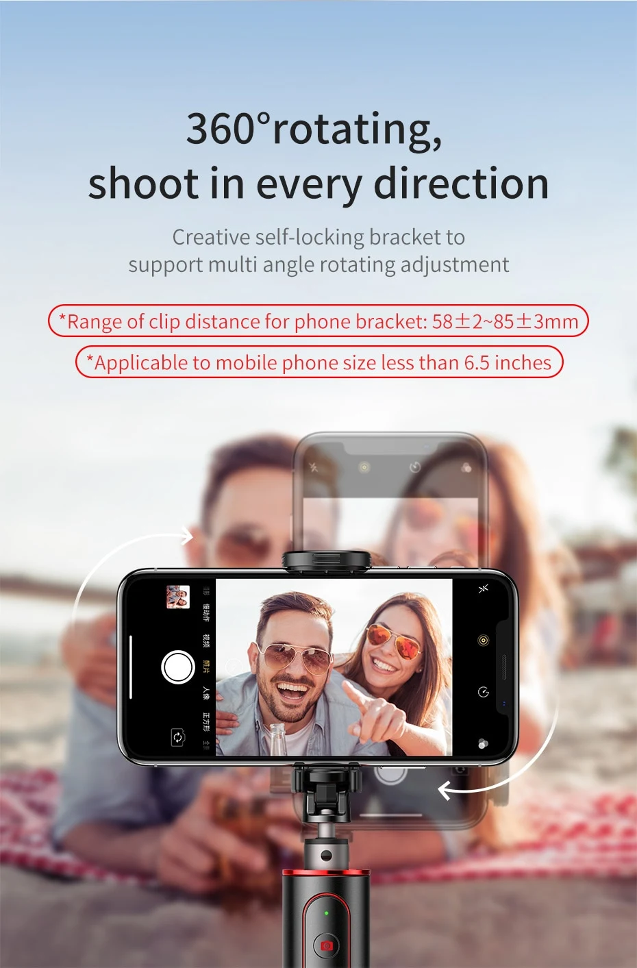 Title 8, Bastão de selfie com tripé Bluetooth para Apple...