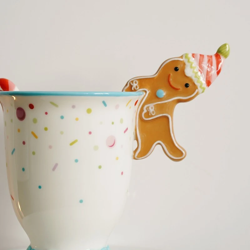 Hand Painted Gingerbread Man Ceramic Water Cup, a delightful way to stay hydrated. Durable, charming, and adds a touch o — photo 2