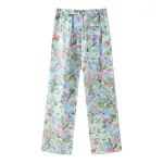Completo Pantaloni in Raso di Seta Lucido con Rifiniture Brillanti, Vita Media e Gamba Larga, per un look elegante e sofisticato. — foto 8