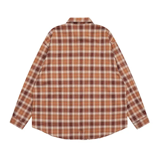 Title 12, Camicia a quadri retrò giapponese a maniche lun...