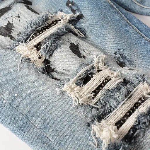 Title 6, Ripped High Street Jeans with Splash Ink, Patch...