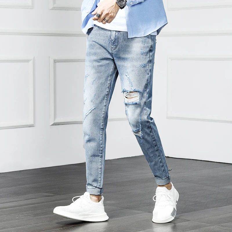 Title 3, Gescheurde cropped jeans beggar-stijl voor da...
