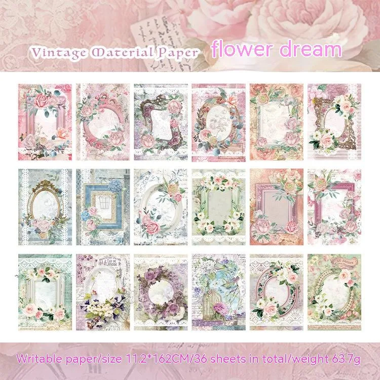 Papel Material Retro Flores Doces Clássico Perfeito para Artesanato Criativo e Decoração Vintage. Adicione um toque nostálgico e elegante aos seus projetos. — foto 4