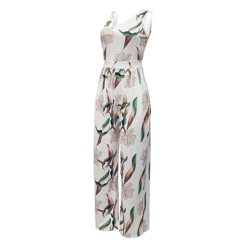 Title 3, Dames bedrukte mouwloze jumpsuit met hoge taill...