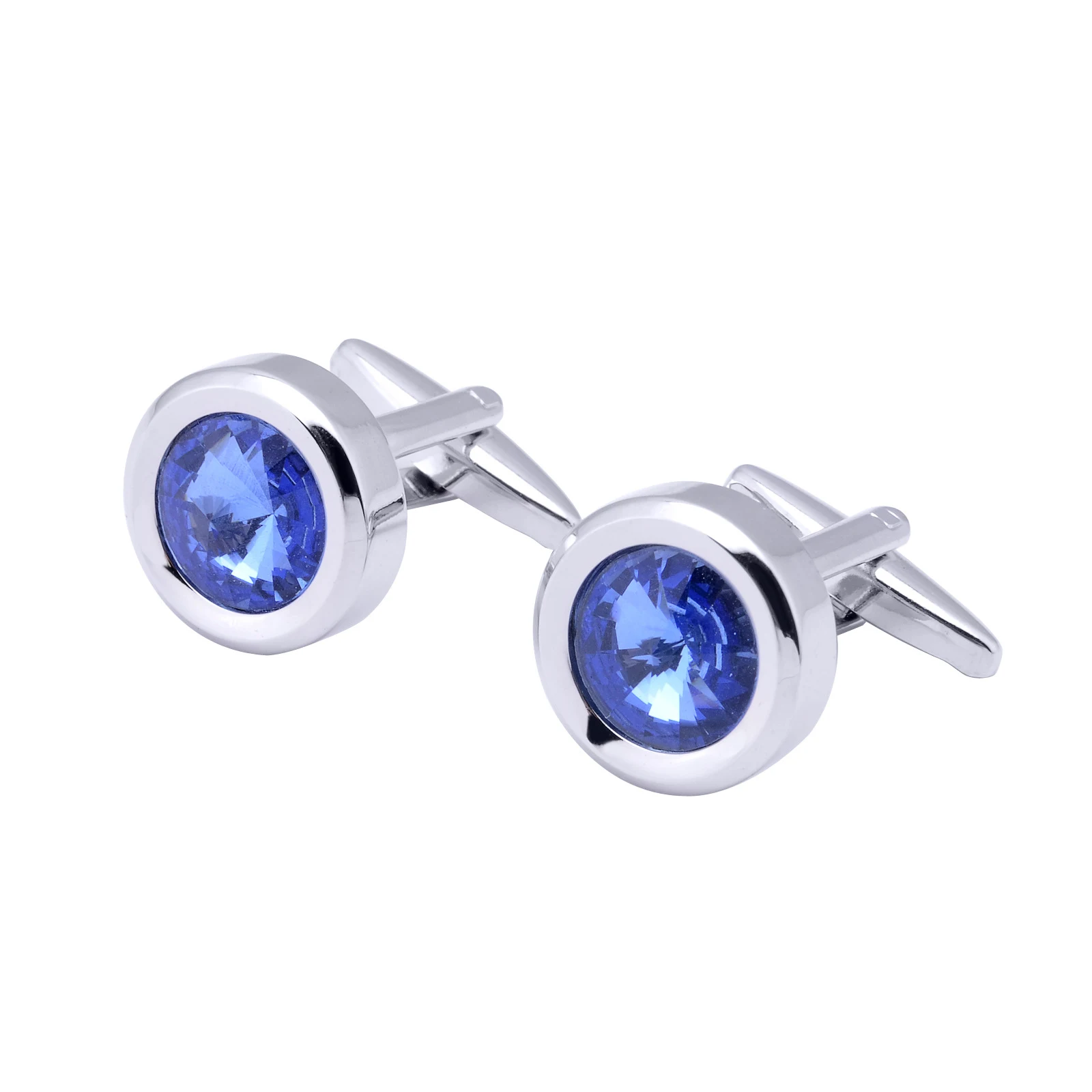 Abotoaduras de punho francesas redondas de cristal de diamante satélite multifacetado para homens e mulheres. Elegância e estilo. — foto 7