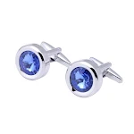 Abotoaduras de punho francesas redondas de cristal de diamante satélite multifacetado para homens e mulheres. Elegância e estilo. — foto 7