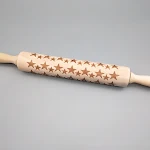 Christmas Reindeer Snowflake Pine Print Wooden Rolling Pin perfect for creating festive cookies and baked goods with hol — photo 7