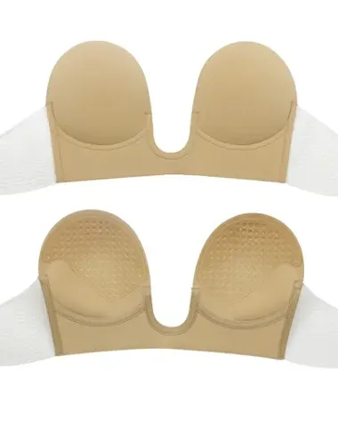 Gathered Silicone Bra Plus Size Sexy Invisible. Provides lift and shape for a seamless look under clothing with low neck