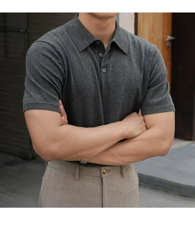 Title 13, Mens New Polo Collar Solid Color Casual Busine...