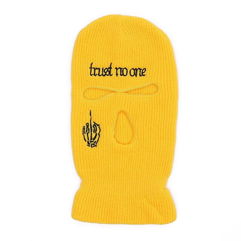 Embroidered Letter Hand-held Three-hole Knitted Hat Warm Ear Protection Riding Cap, perfect for winter outdoor activitie — photo 32