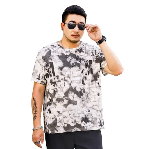 Title 2, Mens printed t-shirt mens loose round neck me...