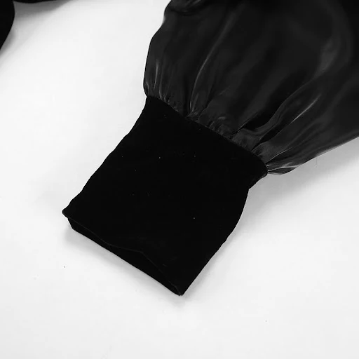 Title 14, Square Collar Puff Sleeve Knitted Velvet Straig...