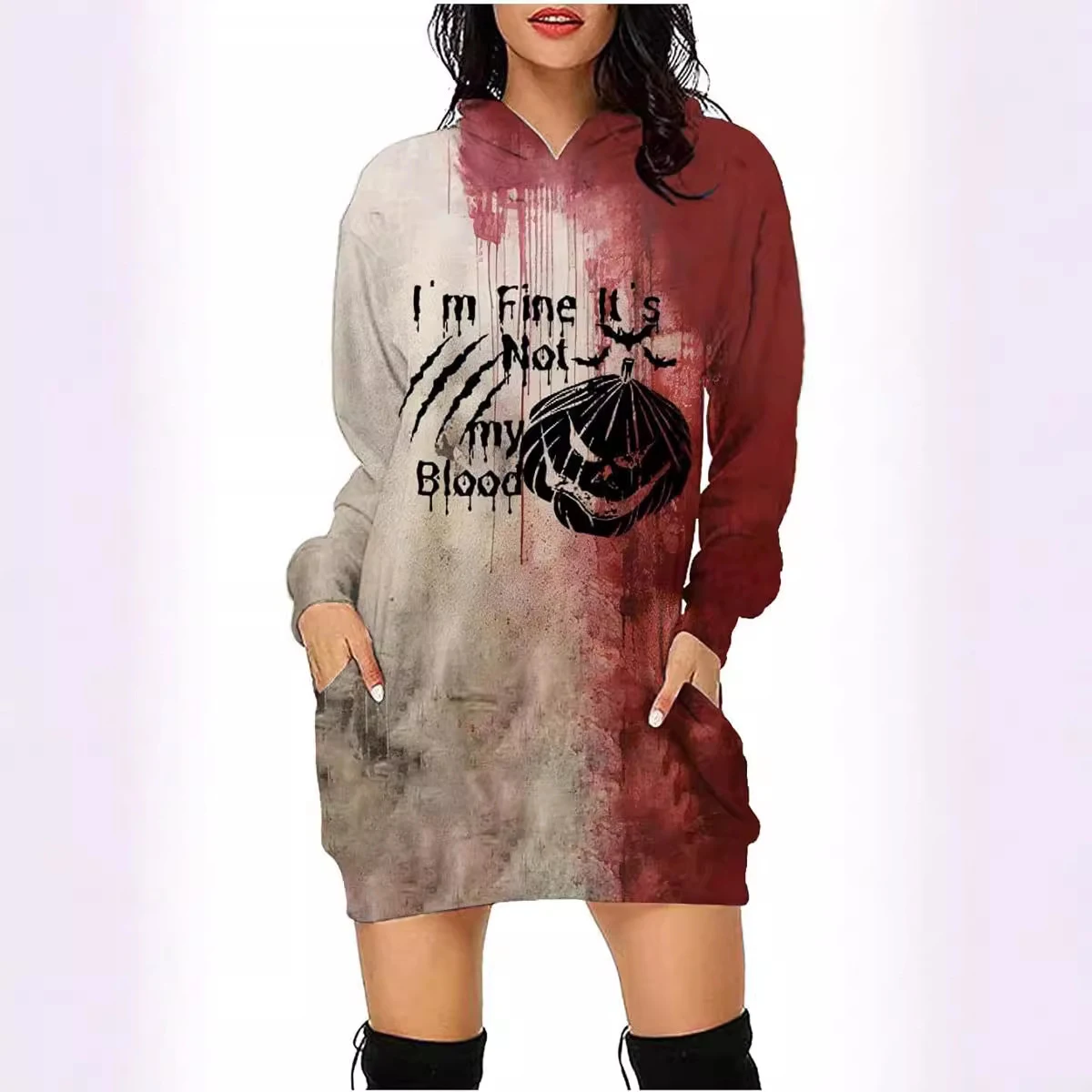 Halloween Women's Hoodie with Blood Print. Comfortable and spooky, perfect for costumes and Halloween celebrations. Get — photo 16
