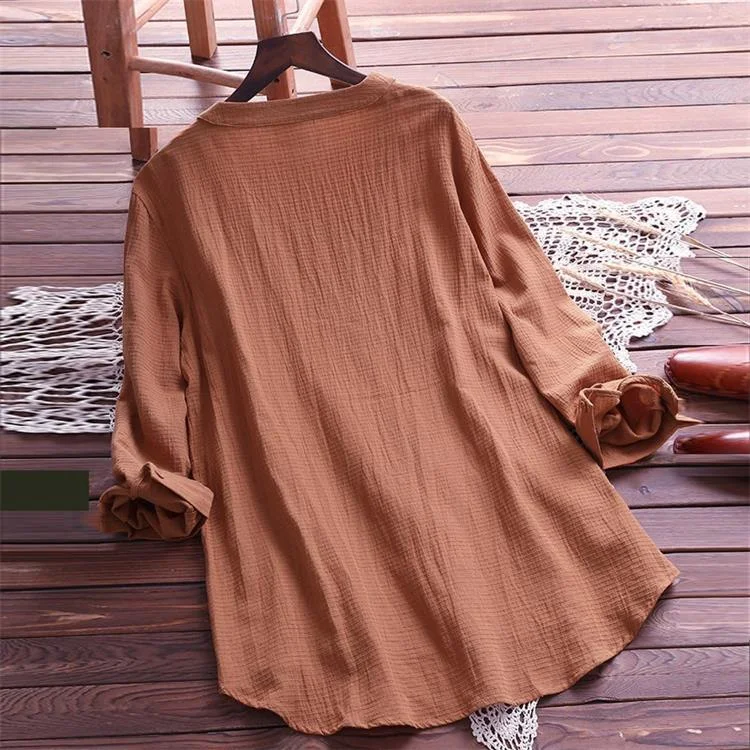 Title 7, New large size long sleeve retro button print s...