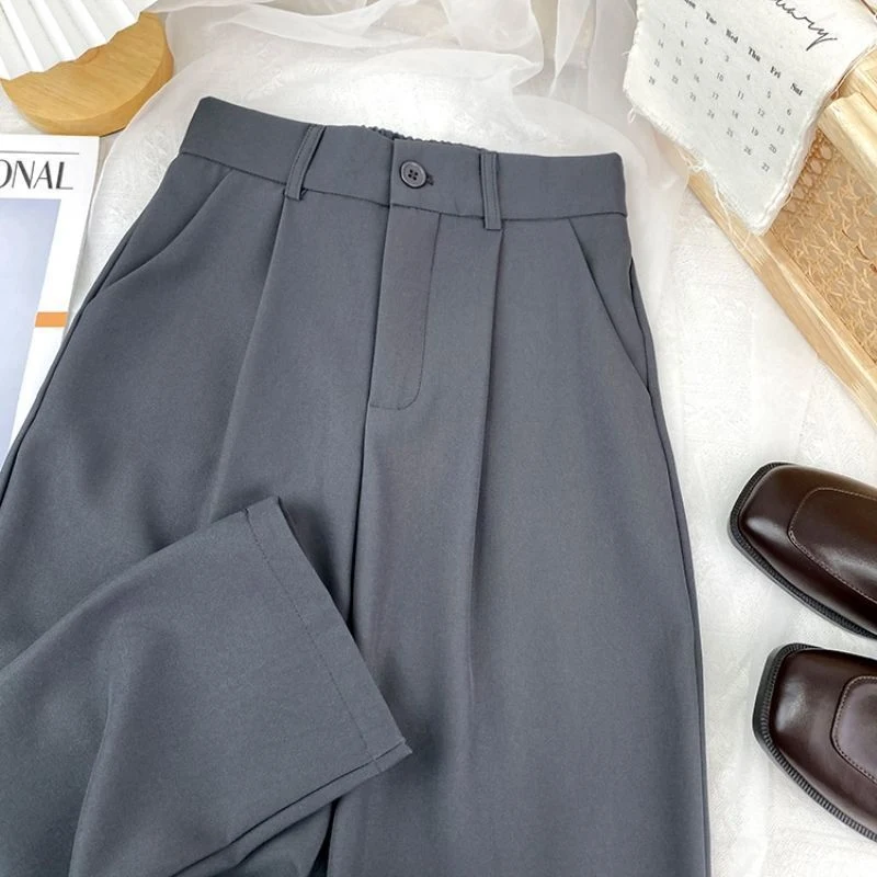 Title 6, High Waist Slimming Casual Loose Vertical Cuffl...