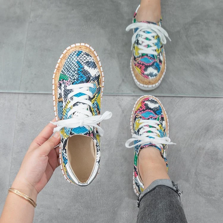 Leopard Print Platform Shoes Snake Print. Step up your style game with these bold and comfortable platform shoes, perfec — photo 4