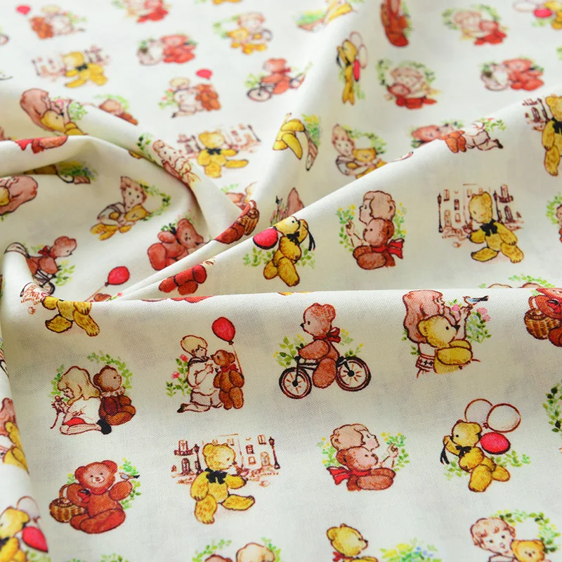 Title 23, Tessuto puro cotone orsetto cartoon floreale pa...