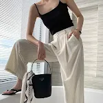 Women's Classic Vertical Stripes Suit Pants, High Waist, Loose Fit, Wide Leg, Thin Section Drape Trousers, Perfect for a — photo 1