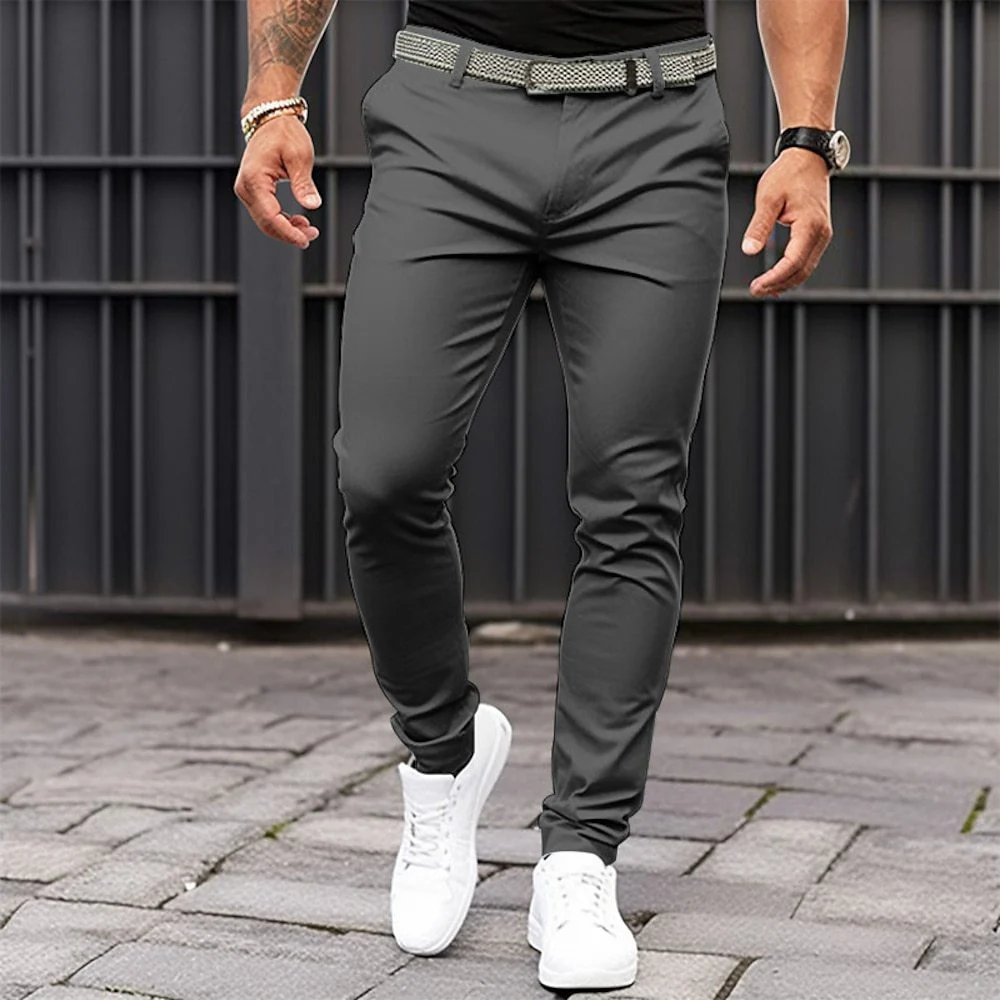 Title 4, Mens Pure Color Slim-fitting Trousers, Busines...