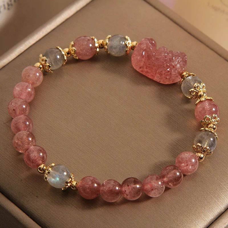 Pulseira de Cristal de Morango Natural para Mulheres Corajosas. Aumenta a autoconfiança, atrai amor e fortalece o espírito. — foto 4