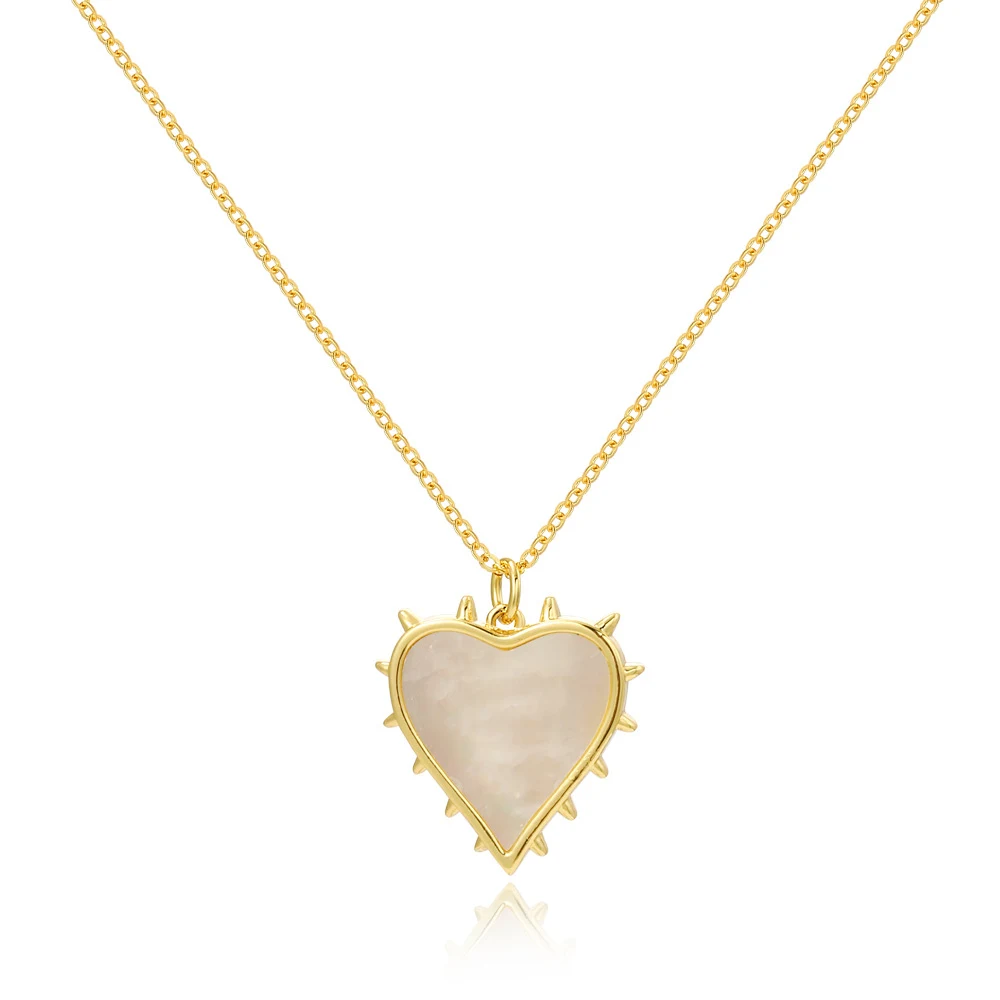 Colar Feminino com Formato de Coração de Madre Pérola Natural, Banhado a Ouro 18K Real, Delicado e Simples, Amor. — foto 4