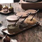 Wooden lid glass seasoning jar set — Keep your spices fresh and organized with this stylish and practical kitchen storag — photo 2