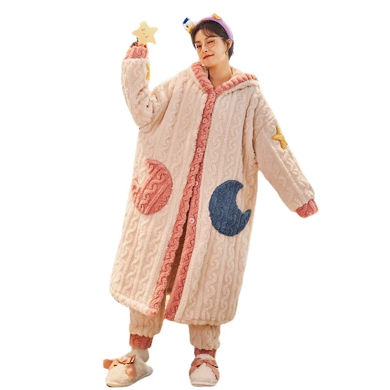 Fleece Flannel Cute Sweet Autumn And Winter Pajamas — photo 1