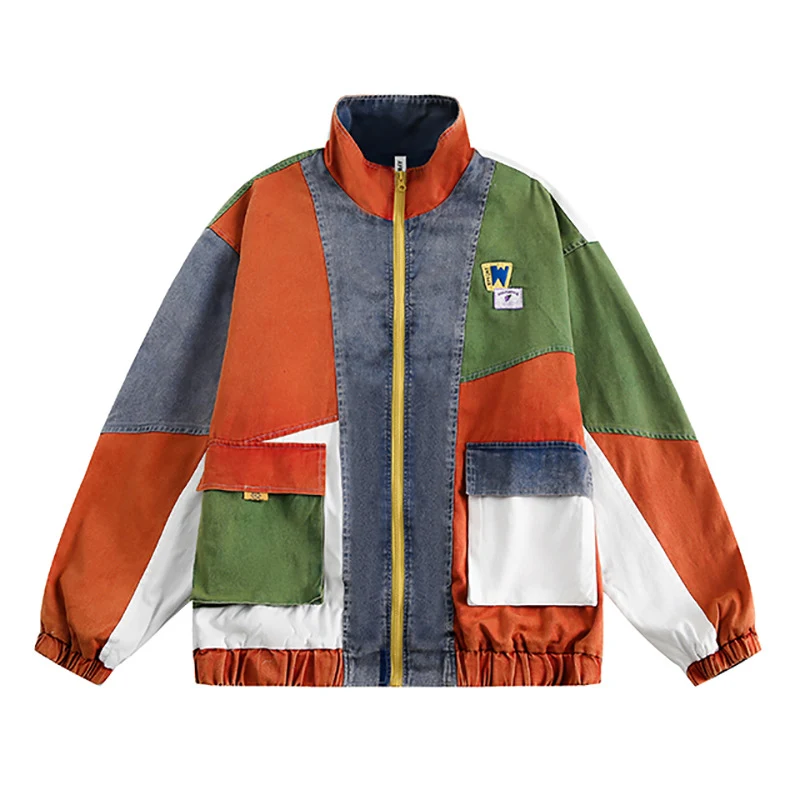 Title 15, Irregular Color Contrast Patchwork Jacket Coat,...