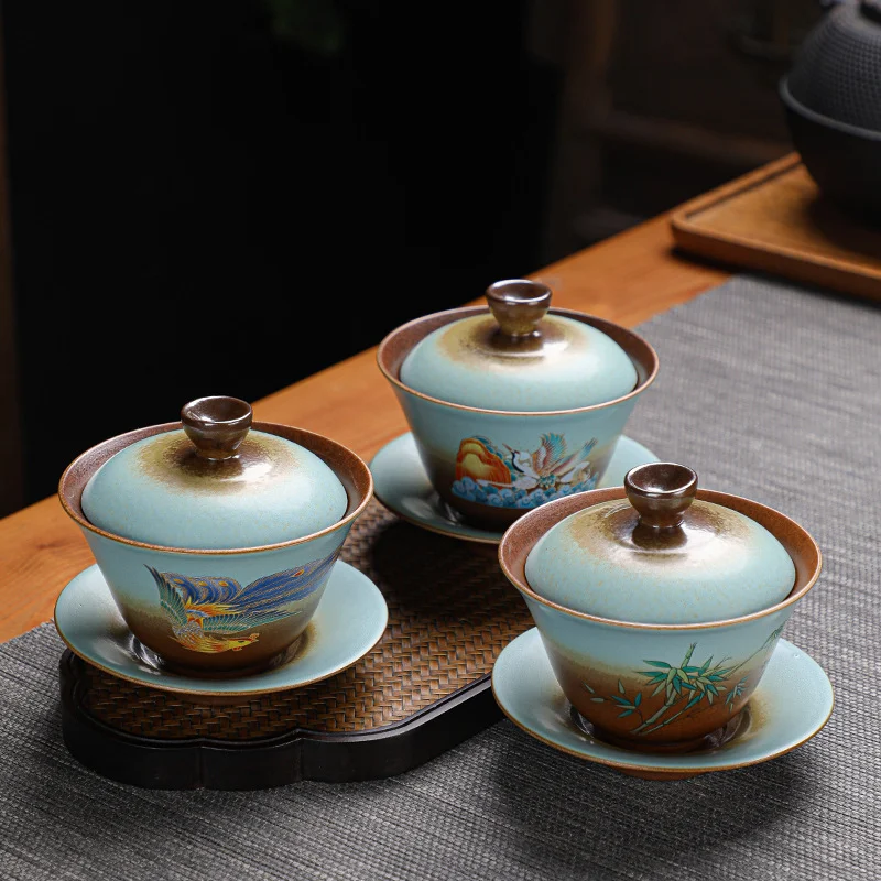 Firewood Cover Bowl Kung Fu Tea Set for Relaxing Tea Sessions, Unique Ceramic Craftsmanship, Enjoy Perfect Tea Brewing, — photo 5