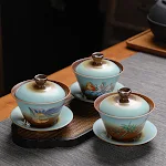 Firewood Cover Bowl Kung Fu Tea Set for Relaxing Tea Sessions, Unique Ceramic Craftsmanship, Enjoy Perfect Tea Brewing, — photo 5