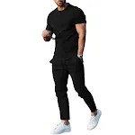Solid Color Casual Round Neck Short Sleeves T-shirt Trousers Two-piece Set, perfect for everyday wear, comfortable and e — photo 8