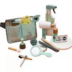 Casinha de madeira infantil com maquiagem e cabeleireiro, bolsa de brinquedos para brincar de salão e criar visuais divertidos. — foto 3