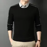 Jaqueta masculina de manga longa com gola de camisa e duas peças falsas, ideal para um visual elegante e moderno, fácil de combinar. — foto 1