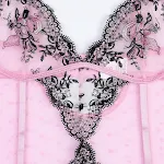 Cute girl's pure desire sexy underwear embroidery stitching polka dot mesh jumpsuit. Enhance your confidence and feel al — photo 3