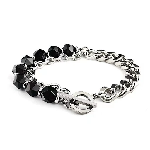 Title 3, Pulseira de Moda Personalizada Aço Inox com Ága...