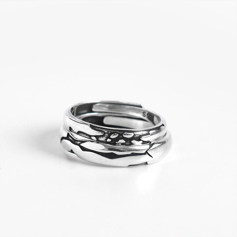 Anel de prata esterlina para casais Moda para dois Design elegante e atemporal Joia perfeita para celebrar o amor e a união Presente ideal — foto 2