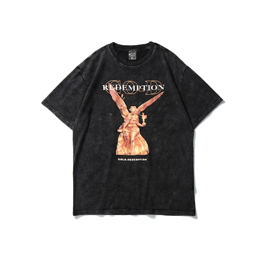 Title 5, Retro washed and worn short-sleeved T-shirt