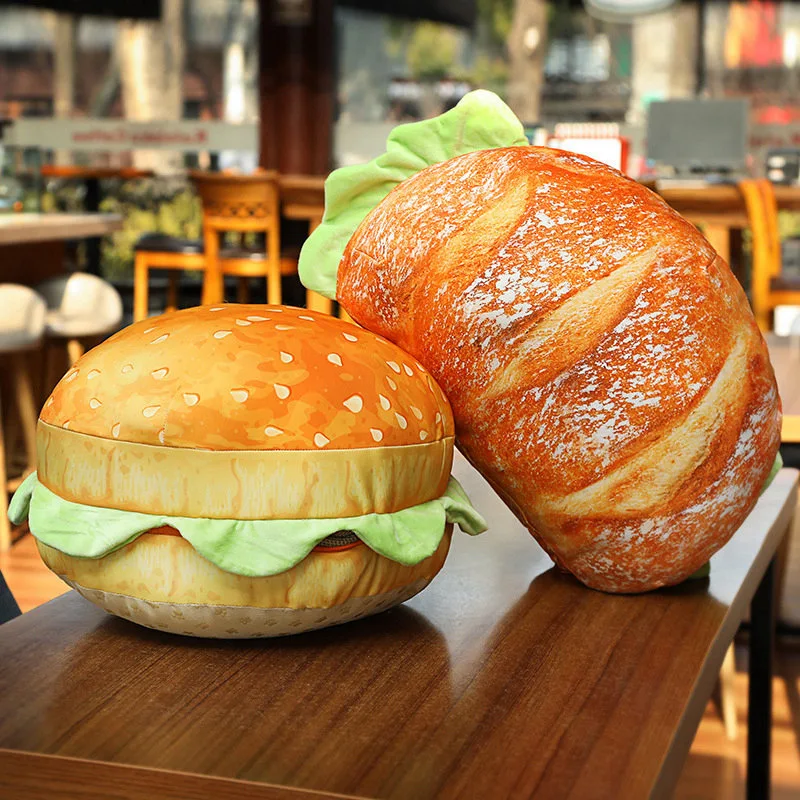 Almofada criativa e divertida em forma de pão de hambúrguer, macia, ideal para decoração e conforto. Perfeita para presentear com originalidade. — foto 9