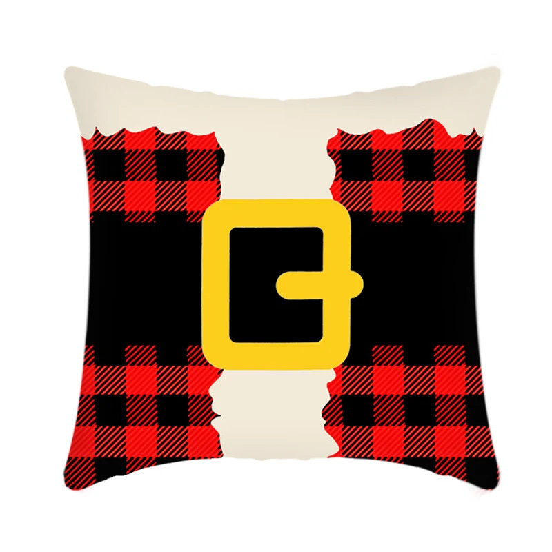 Capa de almofada Feliz Natal 45cm, desenho de alce e Papai Noel, pelúcia curta para sofá, capa decorativa para casa, fronha natalina, clima festivo — foto 1