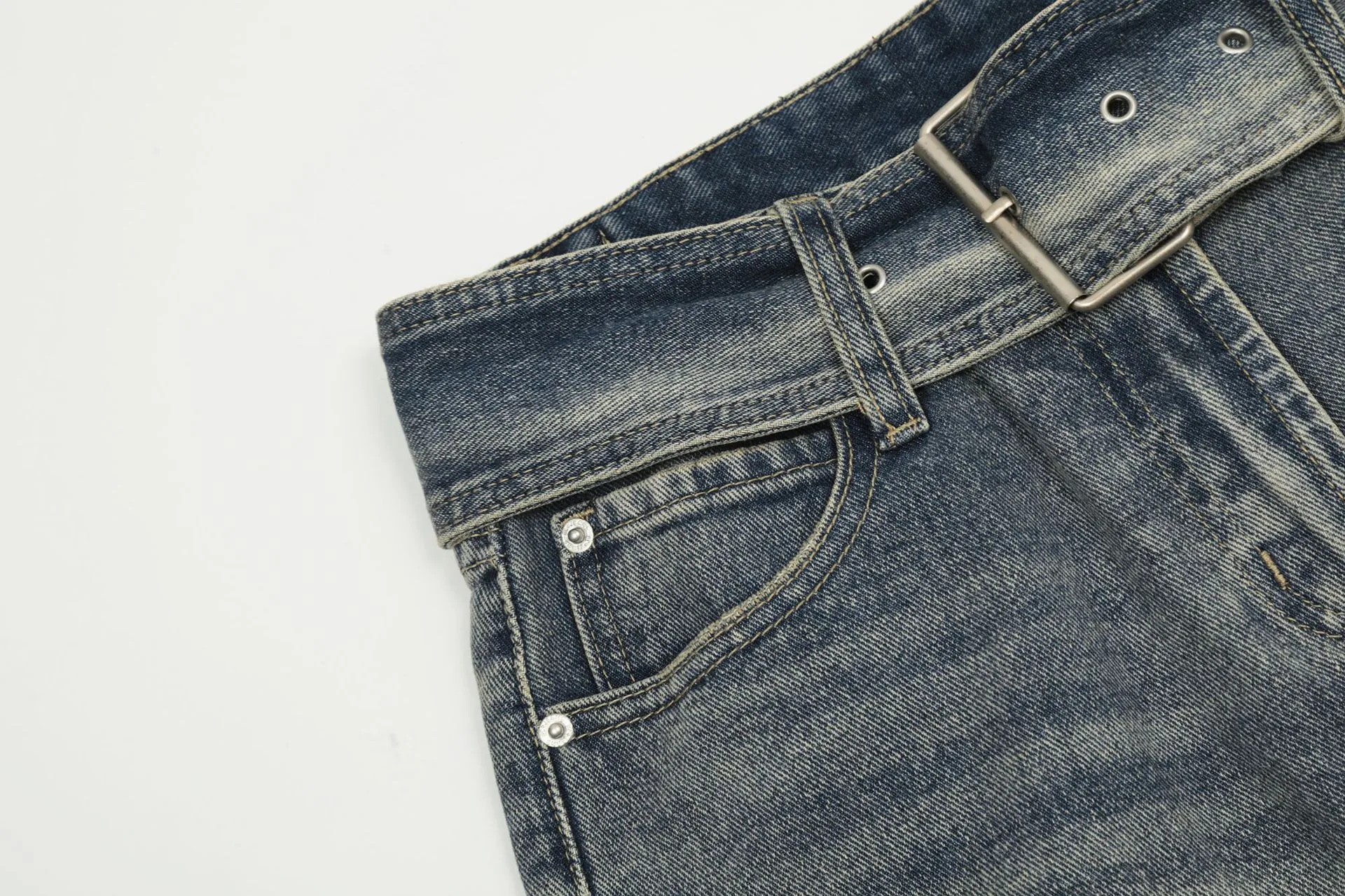 Title 7, Washed Loose Wide Leg Jeans with large holes, u...
