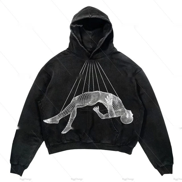 Punk Design Printed Hoodie Fashion Large Gothic Long Sleeve, for a bold and comfortable style, express yourself in this — photo 29