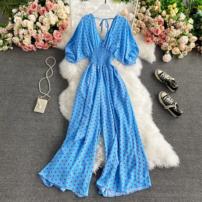 Title 1, Slimming Polka Dot Printed Jumpsuit with Wide L...